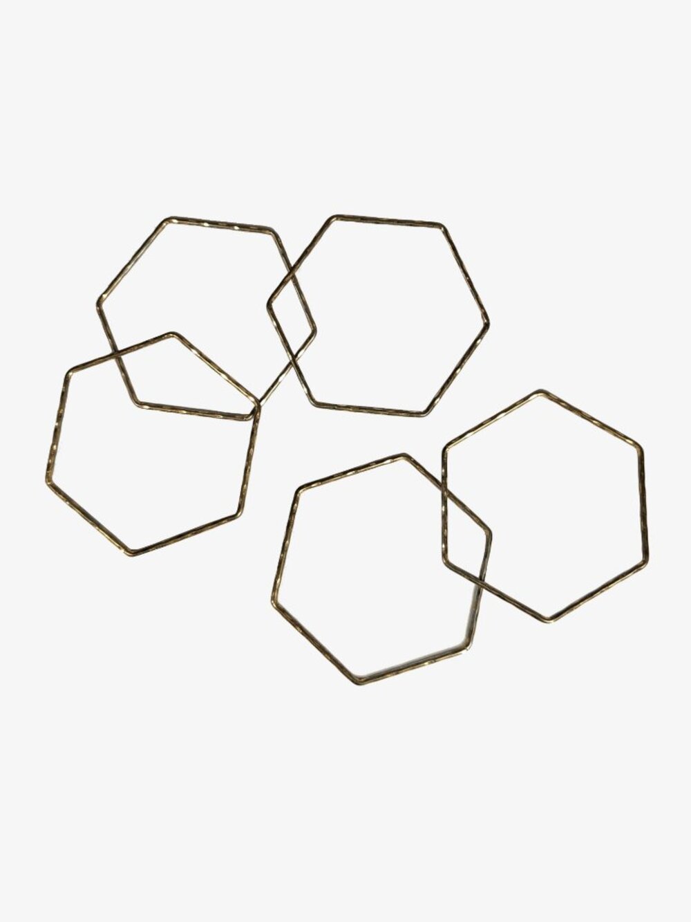 Hexagonal Bangles, Brass Plated, 2.6", 5pc